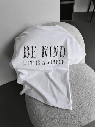 Oversize Be Kind marškinėliai - Ecru